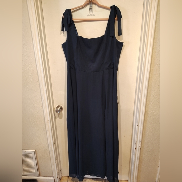 Lulus Dresses & Skirts - Lulus NWT Navy Blue Love Me Forever Tie Strap Square Neck Formal Maxi Dress 2X